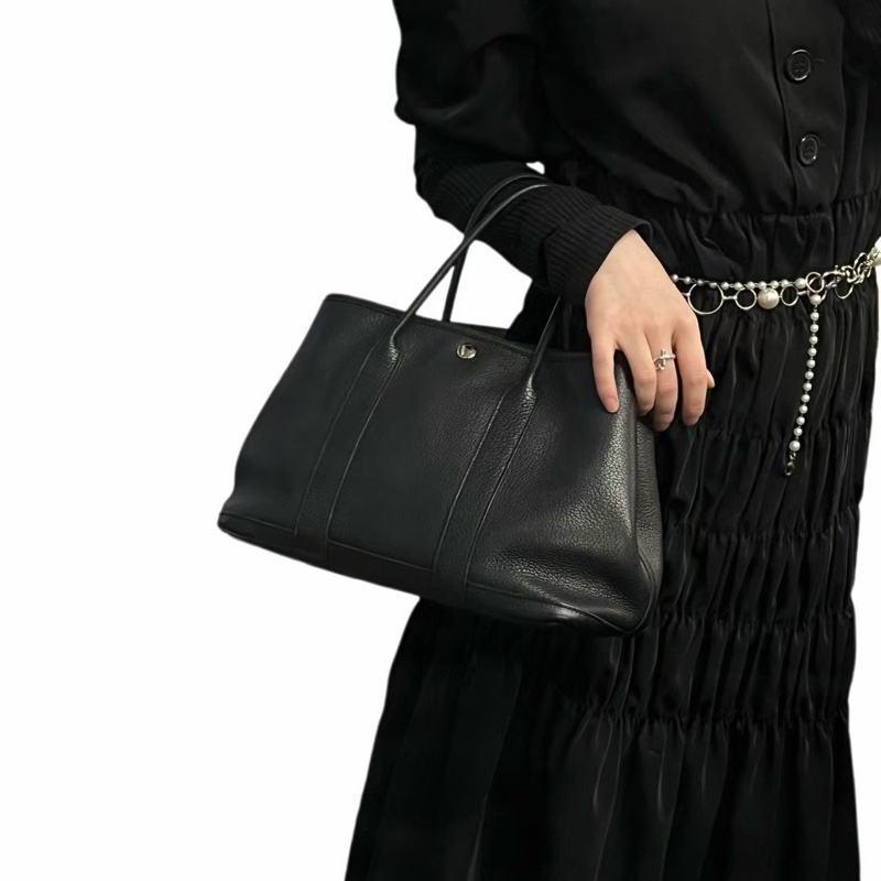 「JL精品代購」9新 愛馬仕黑色全皮花園30-2