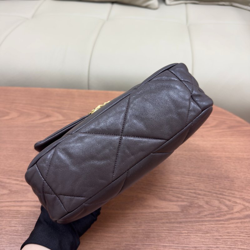 芯片款 香奈兒/Chanel 19Bag小號深棕色 金銀鏈條羊皮-7