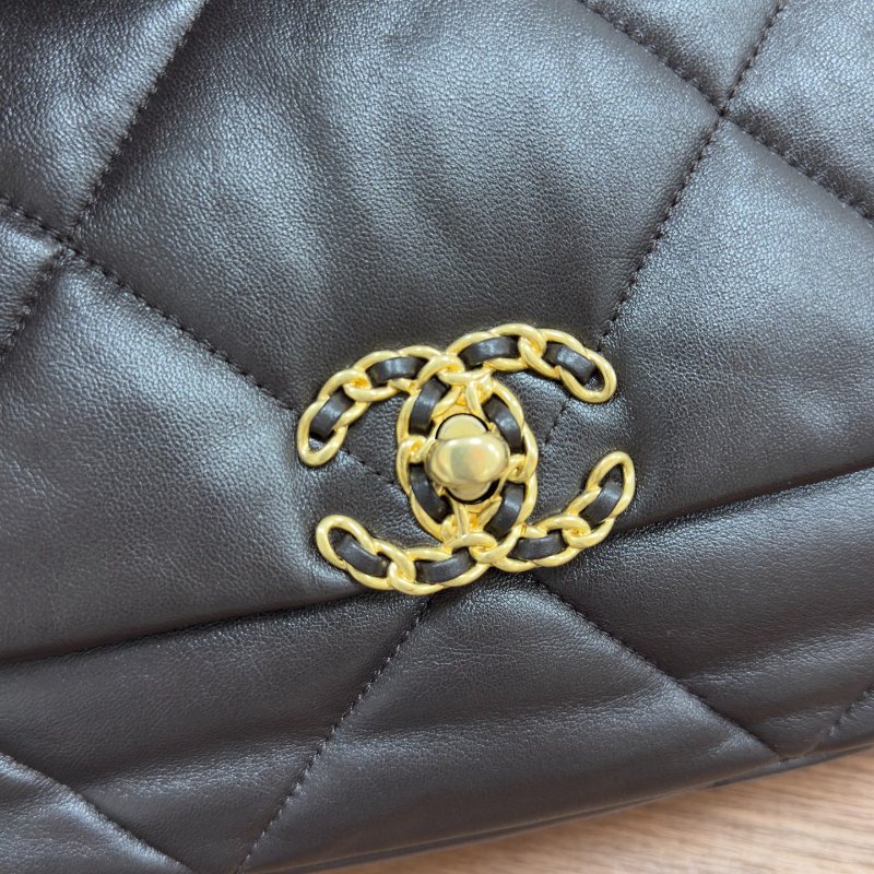 芯片款 香奈兒/Chanel 19Bag小號深棕色 金銀鏈條羊皮-12