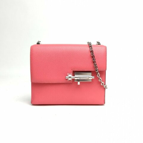 HERMES Verrou手槍包插銷包新唇膏粉山羊皮A刻銀扣肩背包