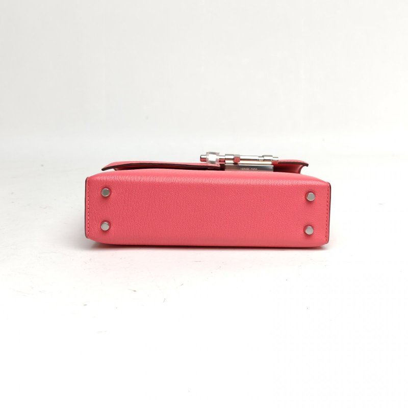 HERMES Verrou手槍包插銷包新唇膏粉山羊皮A刻銀扣肩背包-4
