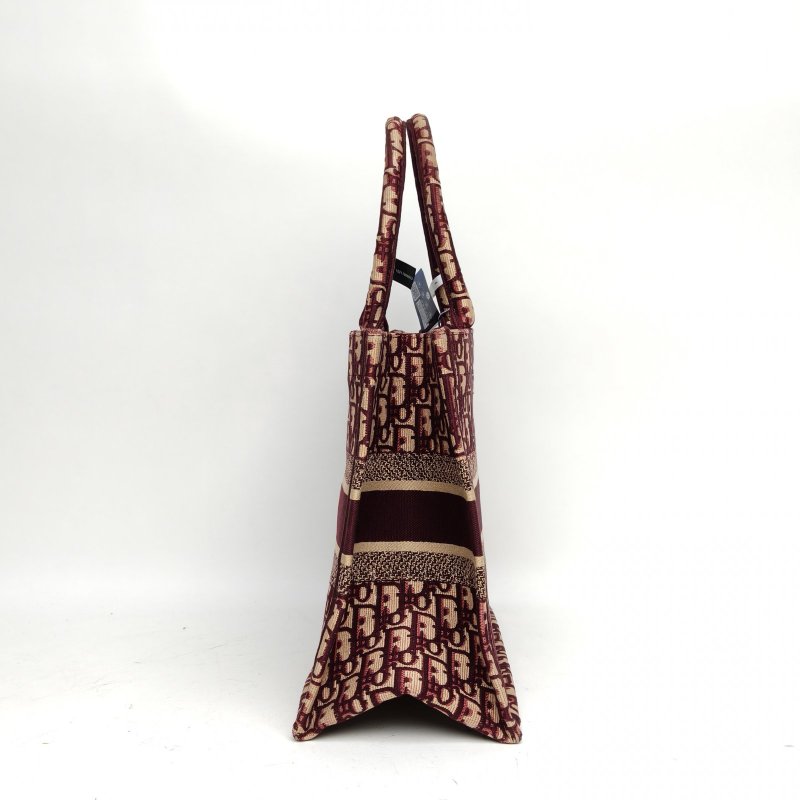 DIOR BookTote中號酒紅色帆布印花字母刺繡肩背包-1