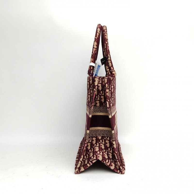 DIOR BookTote中號酒紅色帆布印花字母刺繡肩背包-3