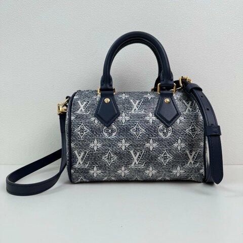 路易威登/Louis Vuitton Speedy 海軍藍老花手提斜背包