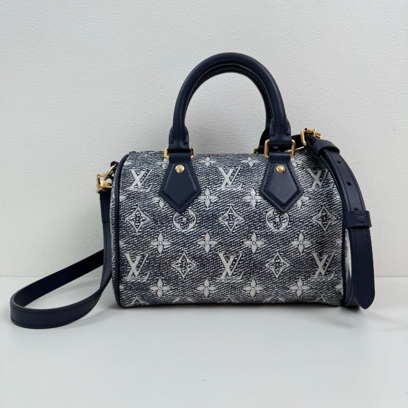 路易威登/Louis Vuitton Speedy 海軍藍老花手提斜背包-6