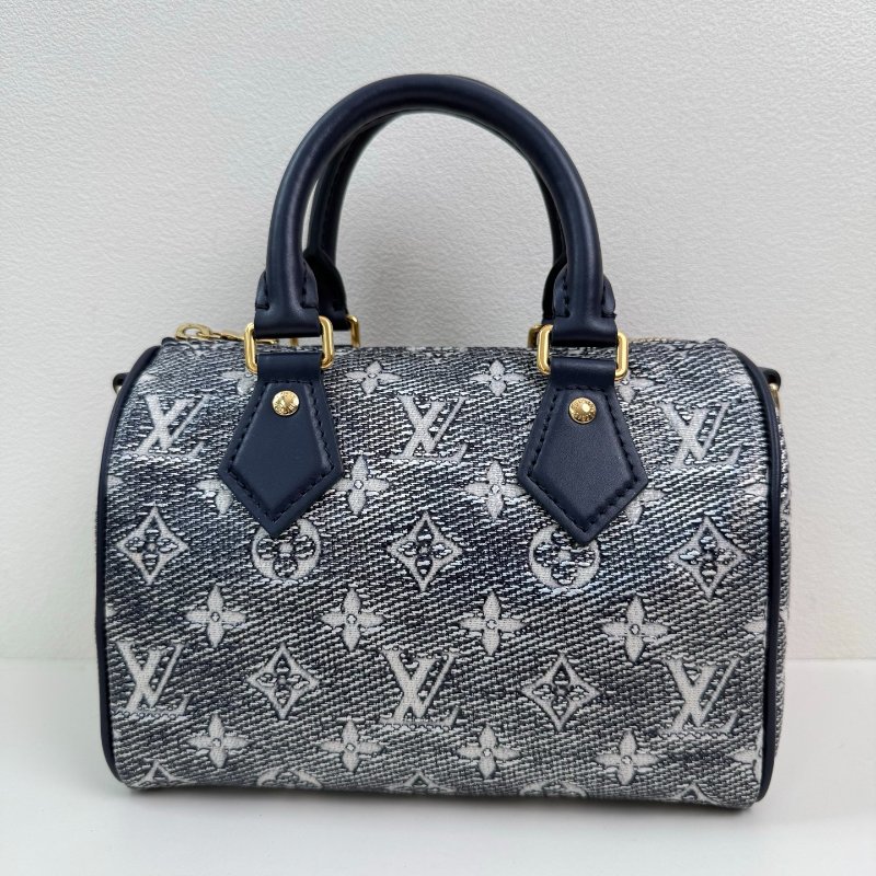 路易威登/Louis Vuitton Speedy 海軍藍老花手提斜背包-7