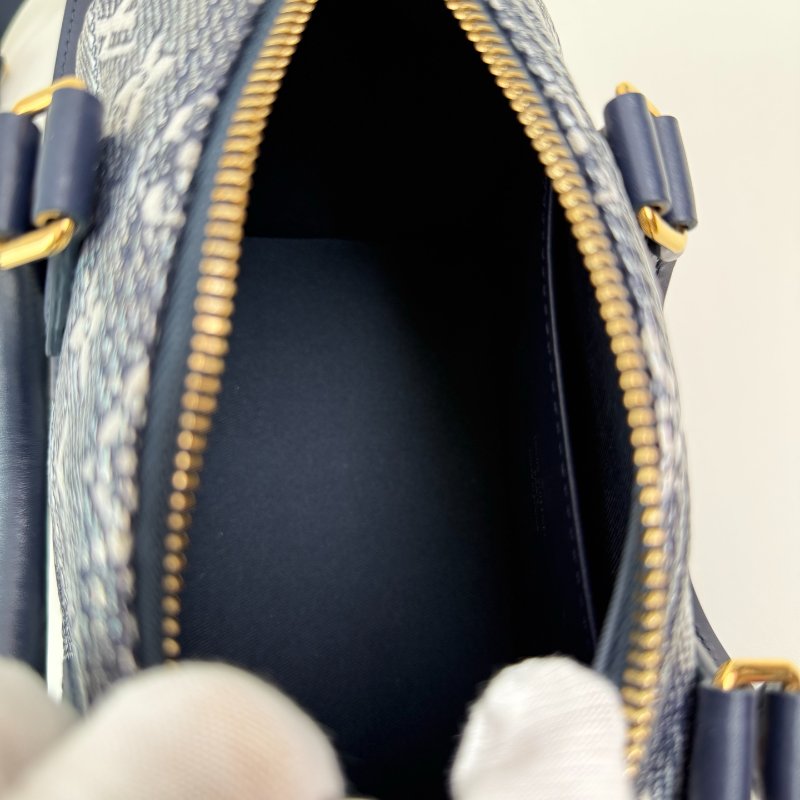 路易威登/Louis Vuitton Speedy 海軍藍老花手提斜背包-9