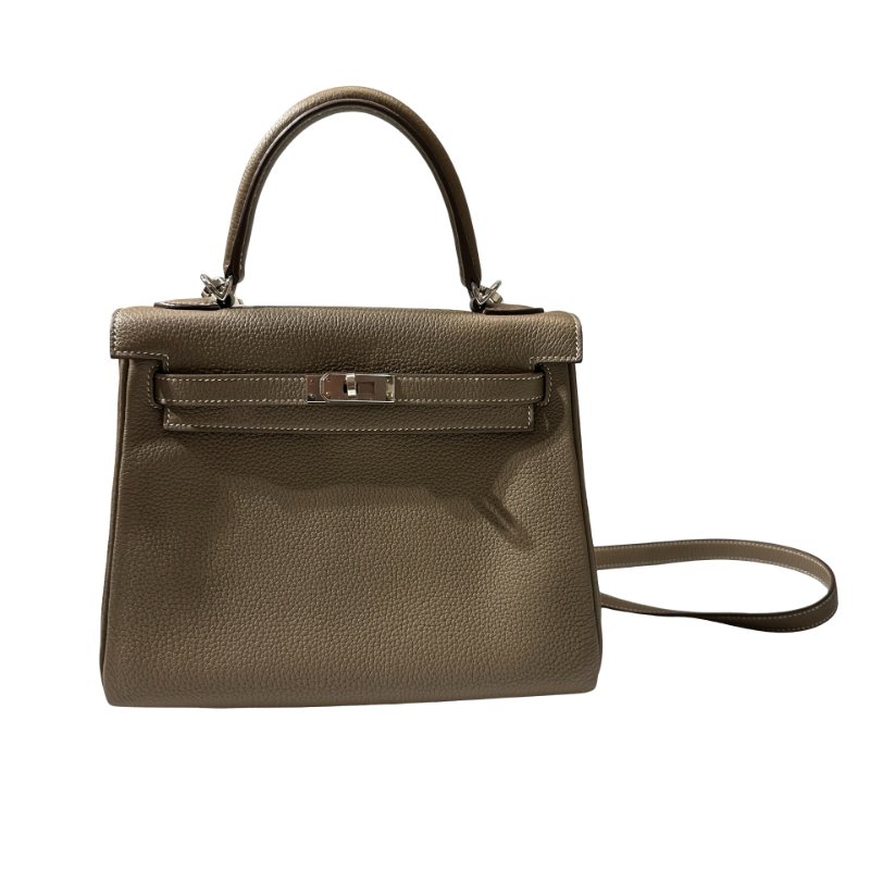 Used HERMÈS Kelly 25 Two Way Shoulder Bag Etoupe (18) PHW-0