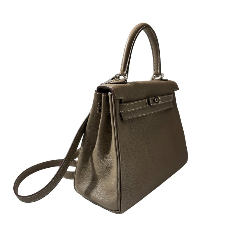 Used HERMÈS Kelly 25 Two Way Shoulder Bag Etoupe (18) PHW-2