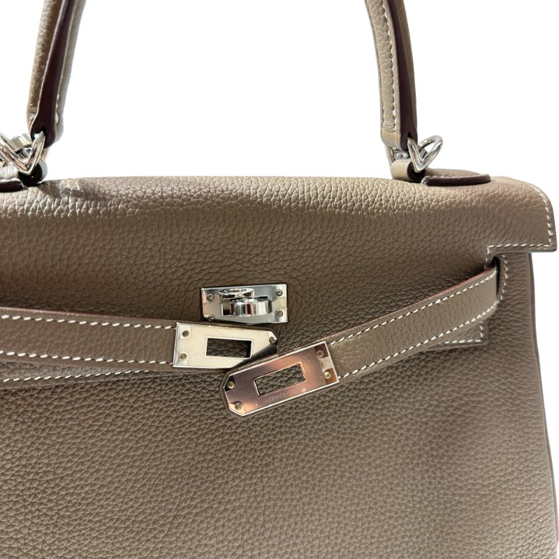 Used HERMÈS Kelly 25 Two Way Shoulder Bag Etoupe (18) PHW-3