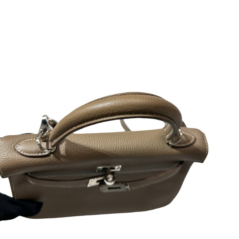 Used HERMÈS Kelly 25 Two Way Shoulder Bag Etoupe (18) PHW-5