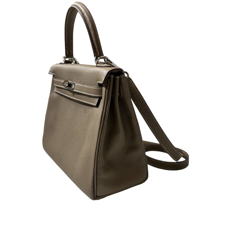 Used HERMÈS Kelly 25 Two Way Shoulder Bag Etoupe (18) PHW-15