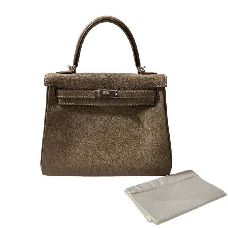 Used HERMÈS Kelly 25 Two Way Shoulder Bag Etoupe (18) PHW-16