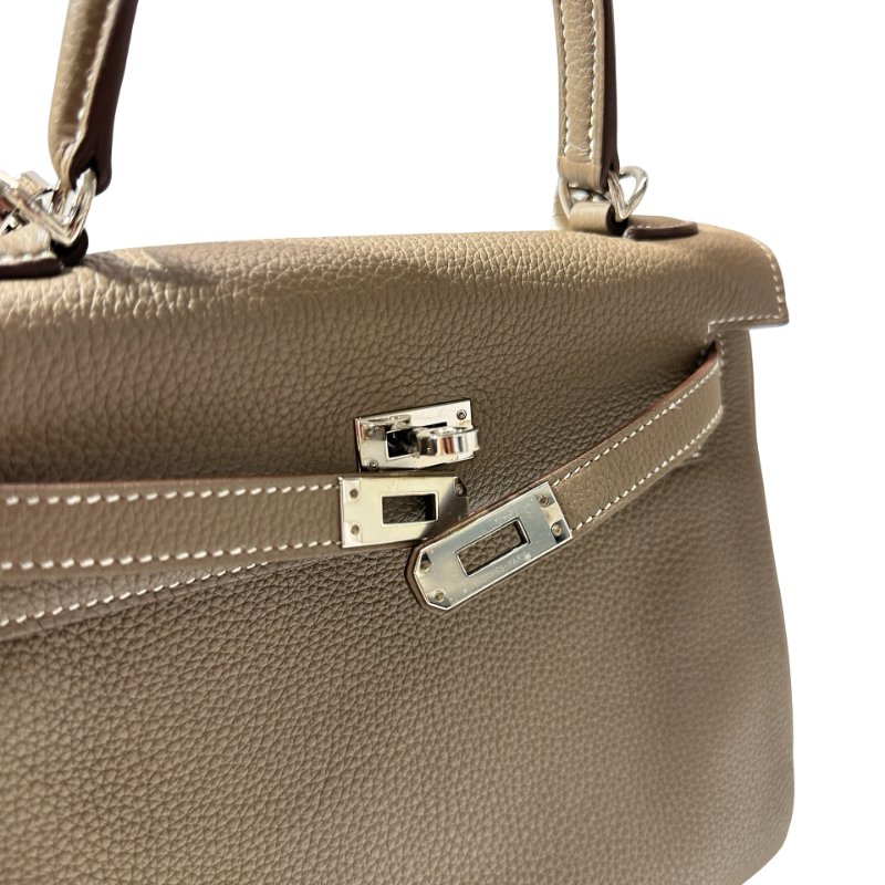 Used HERMÈS Kelly 25 Two Way Shoulder Bag Etoupe (18) PHW-25