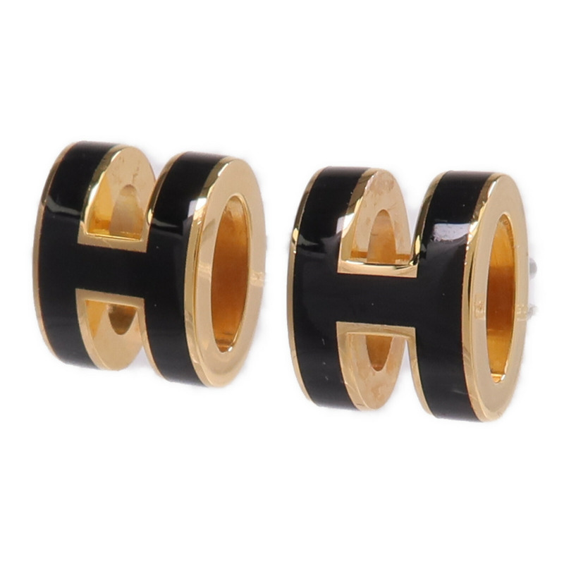 HERMES 金屬Mini Pop H Earrings耳環Noir-1