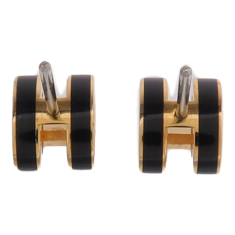 HERMES 金屬Mini Pop H Earrings耳環Noir-2