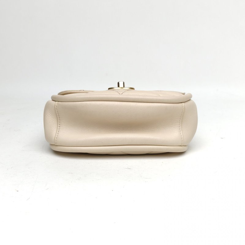 CHANEL 白色牛皮晶片開金扣鏈條手柄馬鞍包肩背包-4