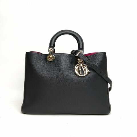 DIOR VIP大號38黑色牛皮金扣2013肩背包