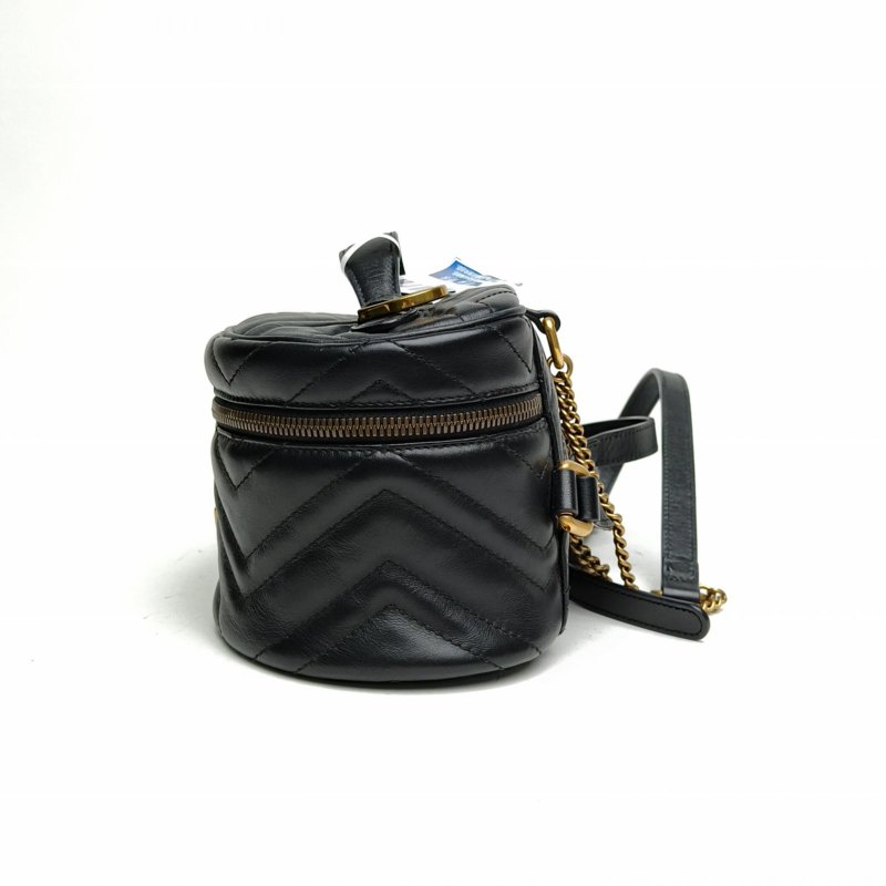 GUCCI GGMarmont手提化妝盒雙肩包Mini黑色牛皮肩背包-1