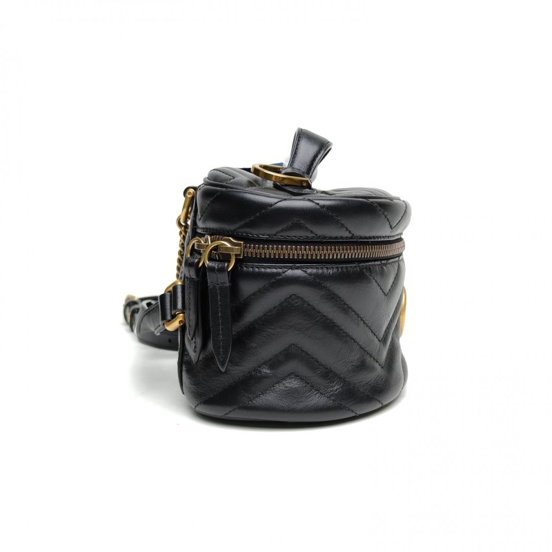 GUCCI GGMarmont手提化妝盒雙肩包Mini黑色牛皮肩背包-3