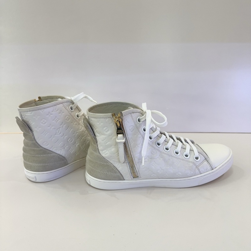 LV/路易威登米白色印花高幫鞋，成色95新，尺寸38.5碼-4