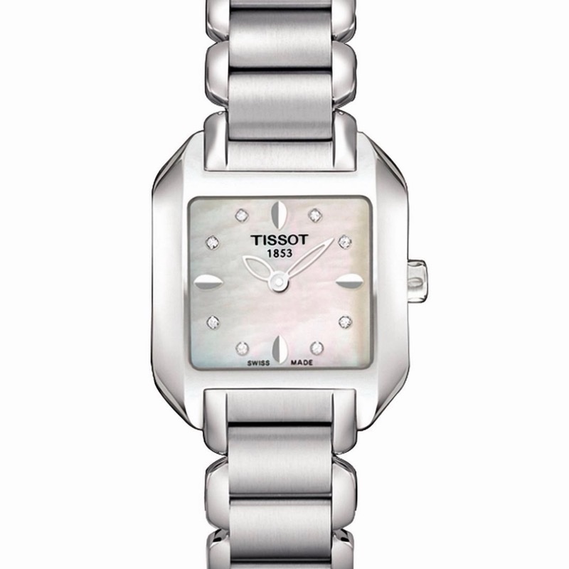 天梭T02.1.285.74 石英機芯 24x28mm 珍珠白貝母女士腕表-6