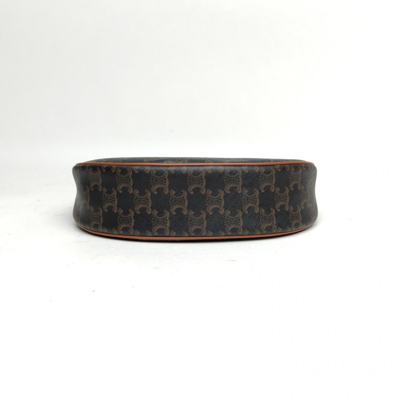 CELINE AVA豌豆包腋下包中號凱旋門褐色PVC金扣肩背包-4