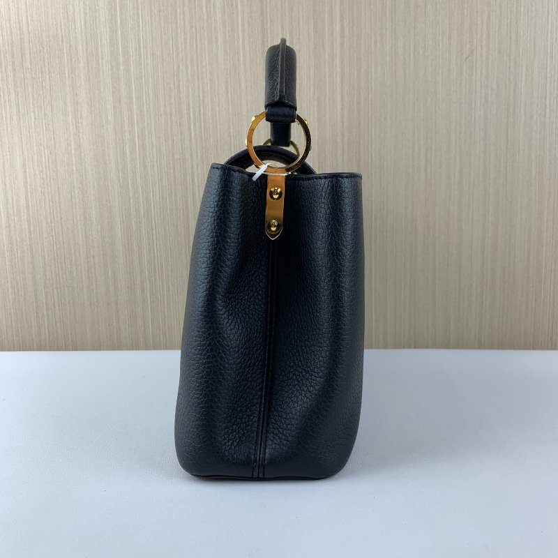 路易威登/Louis Vuitton Capucines 黑金手提包-3