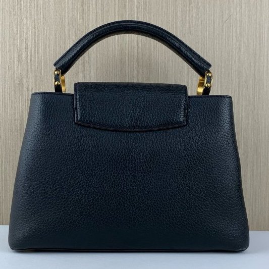 路易威登/Louis Vuitton Capucines 黑金手提包-6