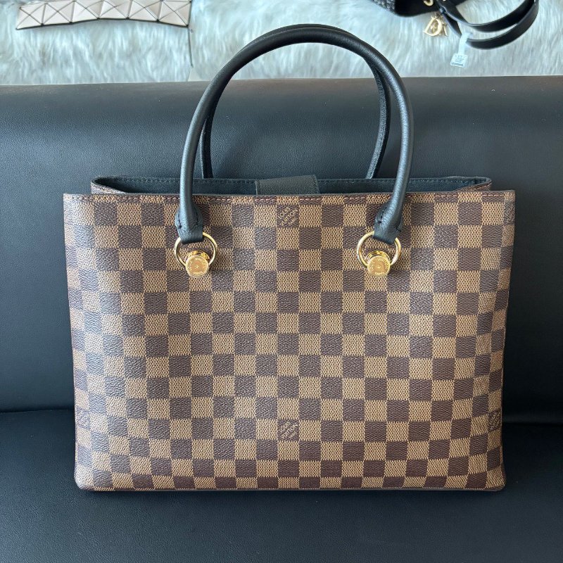 閒置新 路易威登/Louis Vuitton 棕色棋盤格RIVERSIDE手提肩背包-1
