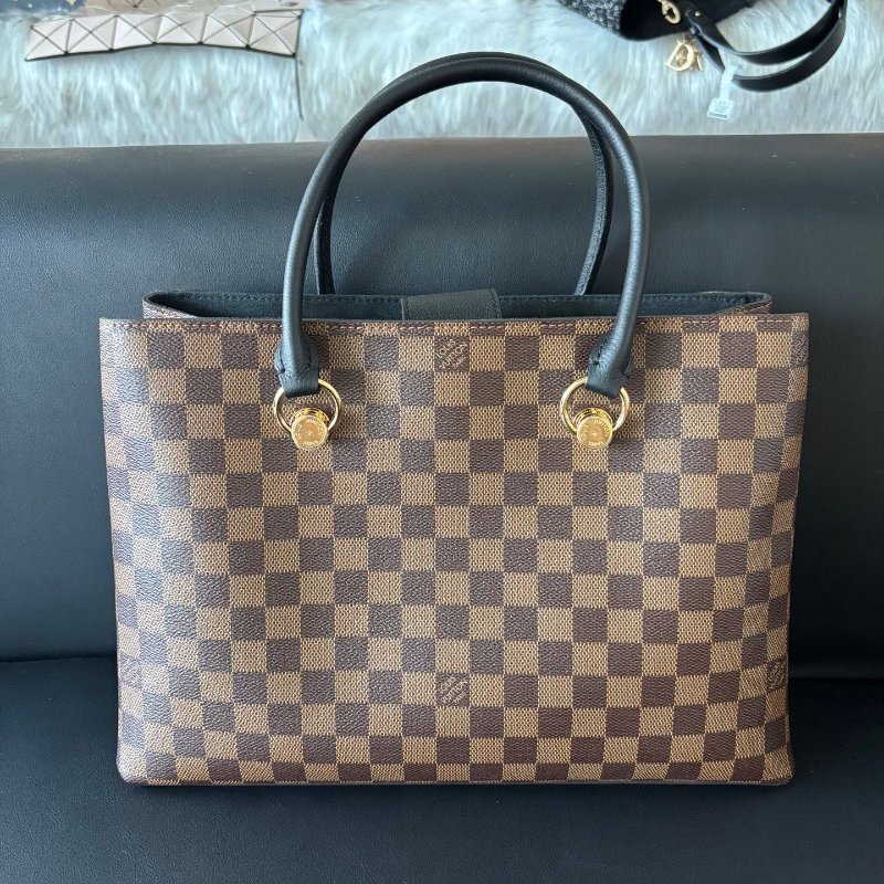 閒置新 路易威登/Louis Vuitton 棕色棋盤格RIVERSIDE手提肩背包-6