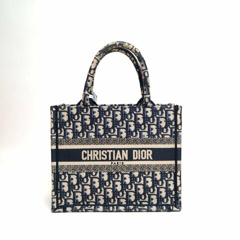 DIOR BookTote小號墨藍色帆布2024肩背包