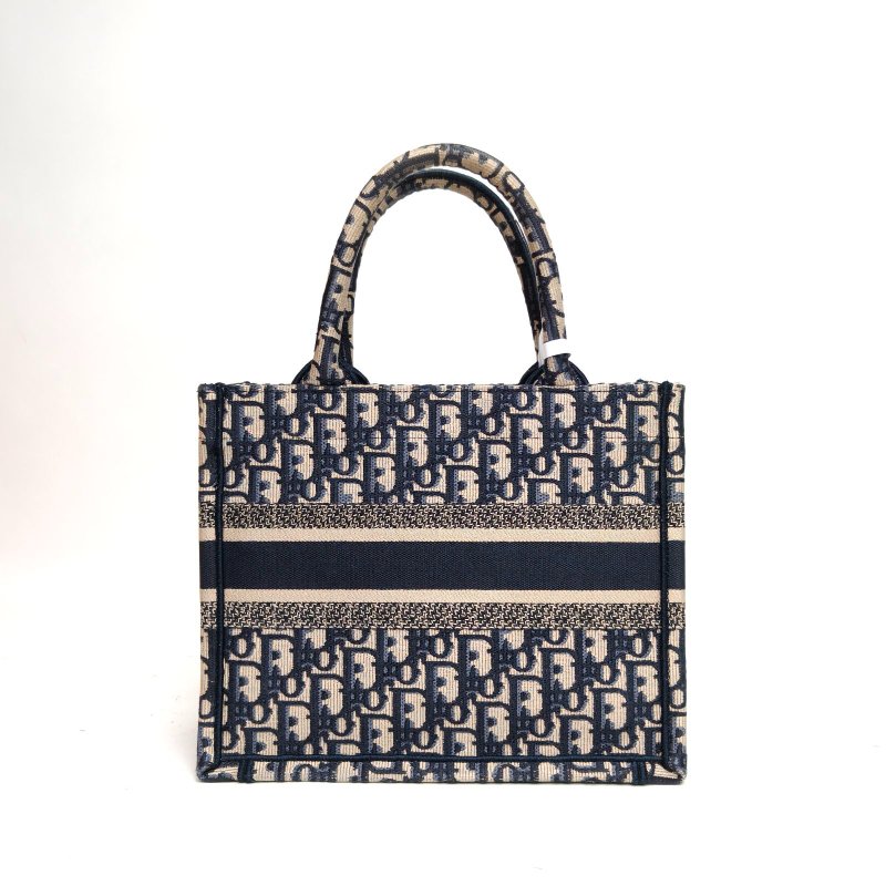 DIOR BookTote小號墨藍色帆布2024肩背包-2