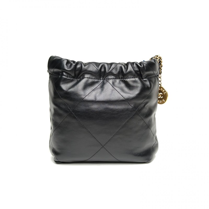 CHANEL 22BagTote托特包Mini黑色牛皮晶片金扣肩背包-2