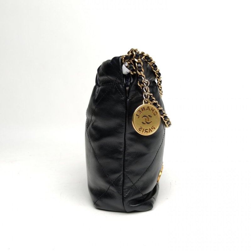 CHANEL 22BagTote托特包Mini黑色牛皮晶片金扣肩背包-3