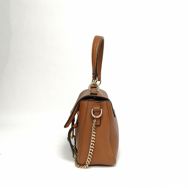 CHLOE FAYEDAY小號棕色牛皮金扣肩背包-1