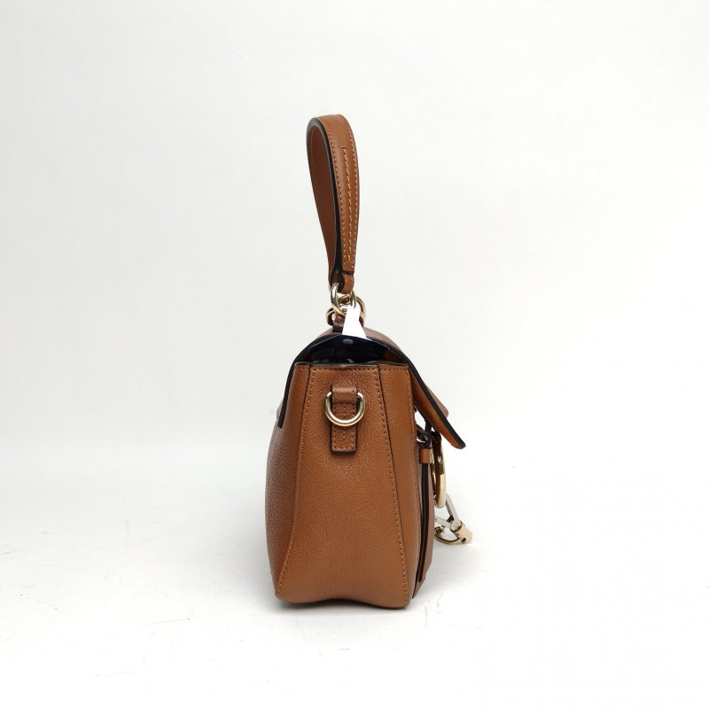 CHLOE FAYEDAY小號棕色牛皮金扣肩背包-3