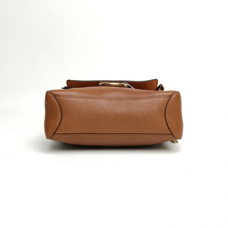 CHLOE FAYEDAY小號棕色牛皮金扣肩背包-4