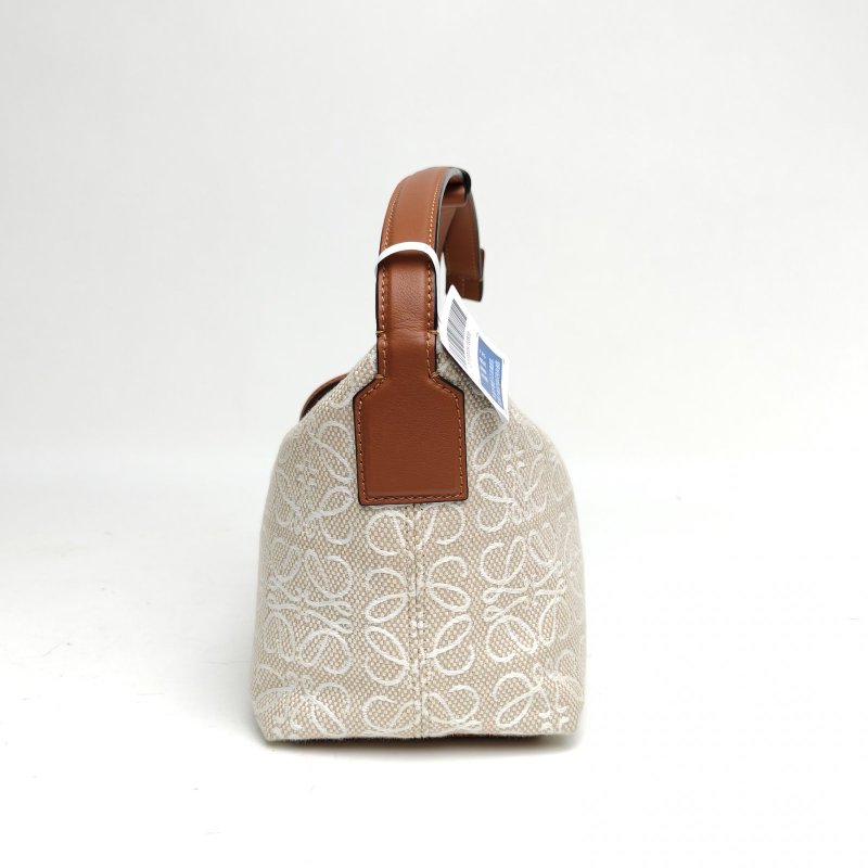 LOEWE CubiAnagram提花飯盒包小號米色帆布肩背包-1