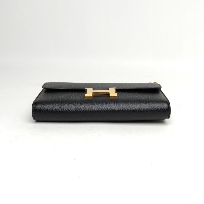 HERMES Constance康康LONGTOGO長款錢包黑色Epsom皮Z刻肩背包-4