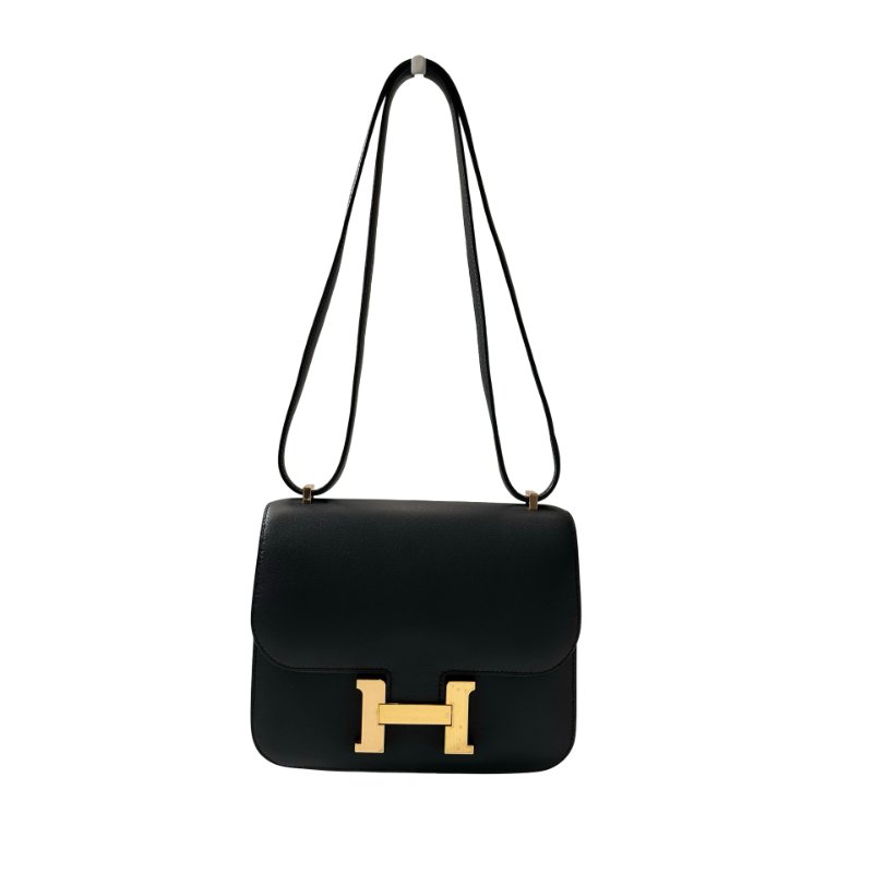 Used HERMÈS Mini Constance Shoulder Bag Bleu indigo GHW-0