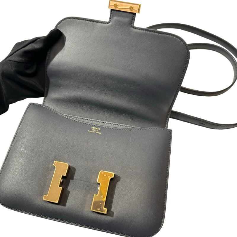 Used HERMÈS Mini Constance Shoulder Bag Bleu indigo GHW-6