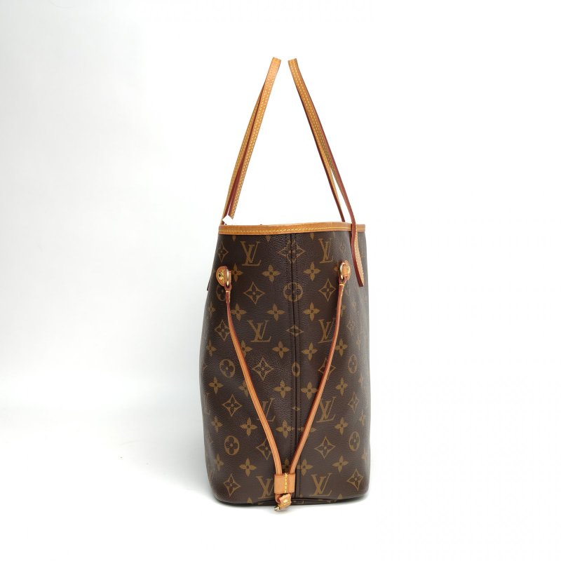 LOUIS VUITTON Neverfull中號米色內裏老花PVC金扣2019肩背包-1