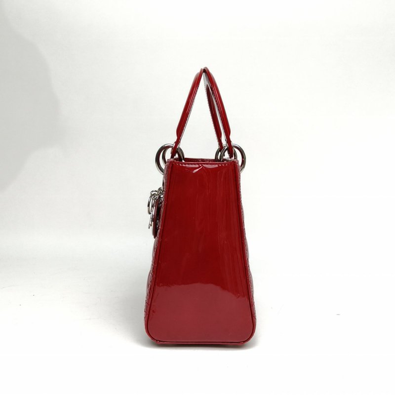 DIOR Lady戴妃包五格紅色漆皮銀扣2013肩背包-1