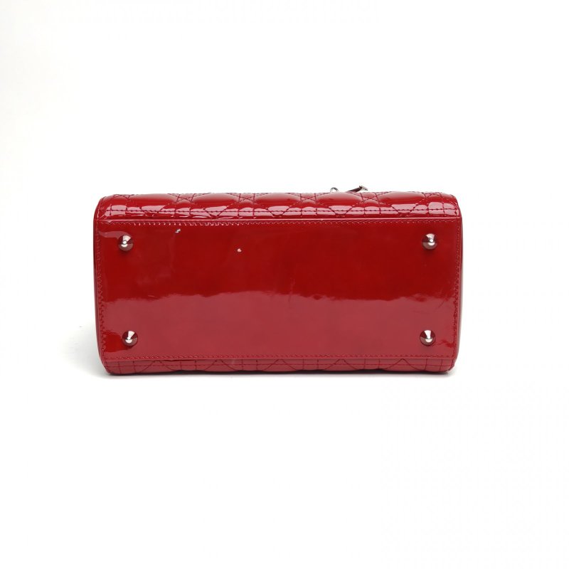 DIOR Lady戴妃包五格紅色漆皮銀扣2013肩背包-4