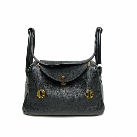 HERMES Lindy2689黑色TC皮D刻金扣肩背包