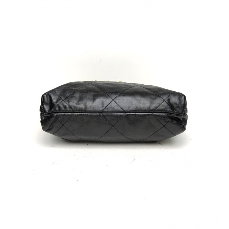 CHANEL 22BagTote托特包小號黑色牛皮牛皮晶片金扣肩背包-4