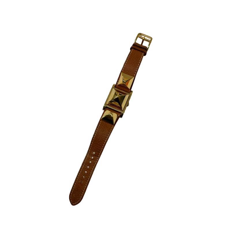 Used HERMÈS Watch Brown Gold (37) GHW-0
