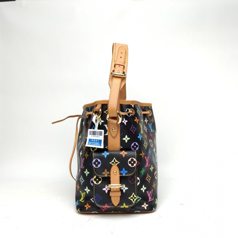 LOUIS VUITTON 中古水桶包黑三彩PVC金扣2008肩背包-1