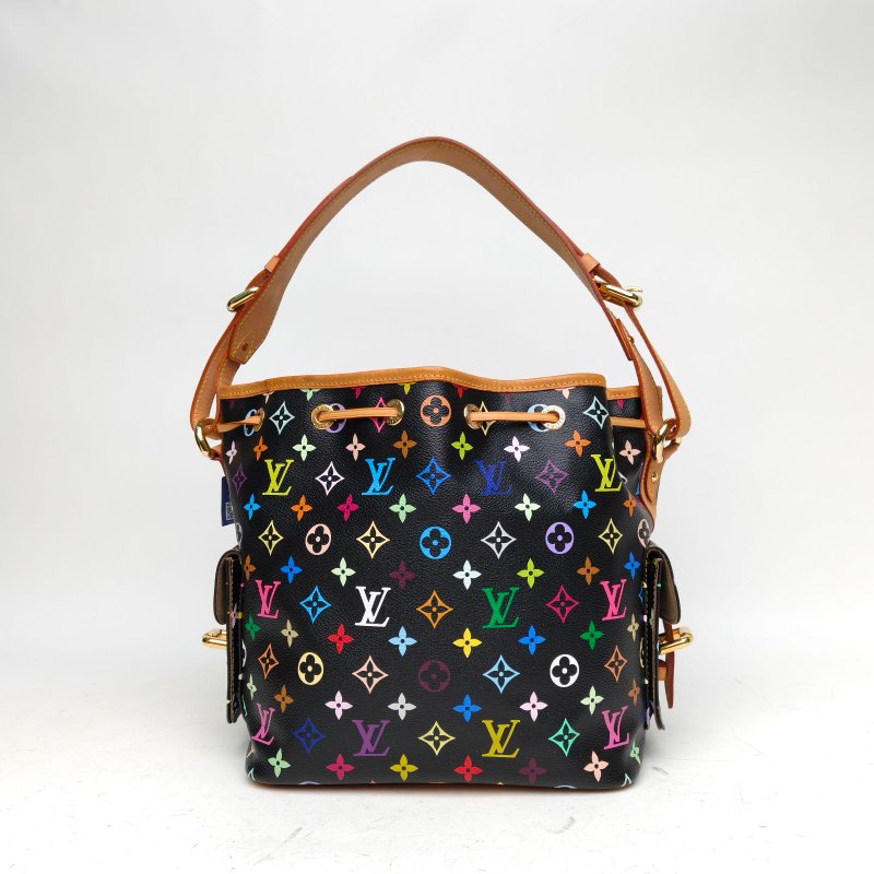 LOUIS VUITTON 中古水桶包黑三彩PVC金扣2008肩背包-2